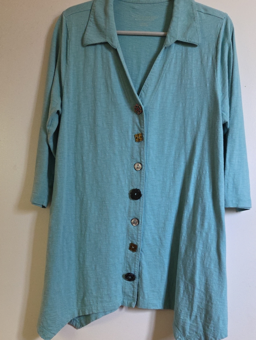 Soft Surroundings Danielle Tunic Top 100% Cotton Teal M LIKE NEW